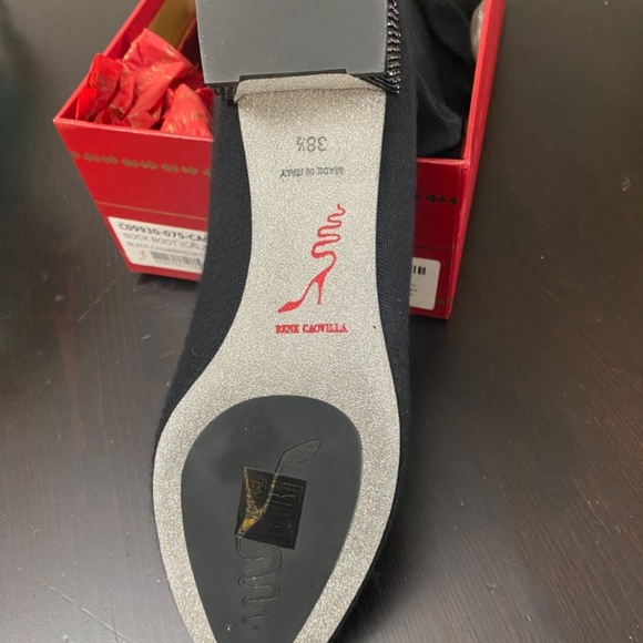 New in Box 100% AUTH Rene Caovilla Black Cashmere Boots w/stunning crystal heels - Picture 5 of 6